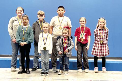 MOSS ELEMENTARY STUDENTS OF THE MONTH – Back Row: Delaney Dilday, Brody Cates, Leobardo Carranza, Emma Cates, Kathryn Pipkin; Front Row: Draya Daniel, Rosslynn Story, Truett Conn