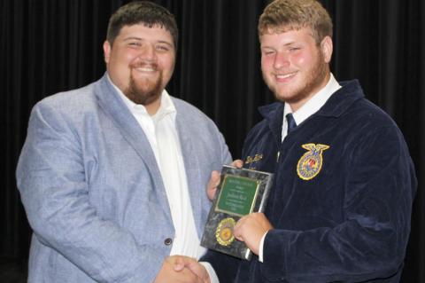 Wetumka FFA Awards given by FFA Instructor, Britton Putman