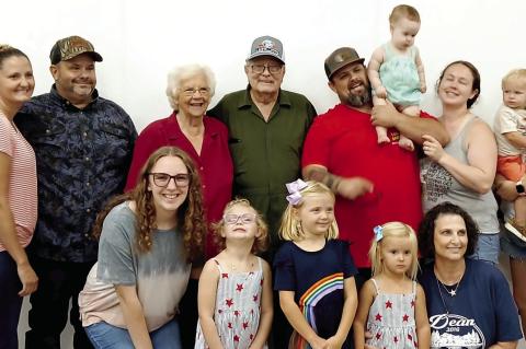 BOBBY DEAN FAMILY—(left to right) (front) Alyssa Black, Brinlee Dean, Rosalee Dean, Alaina Dean, Monica Dean. (back) Turner Dean, Rosalynn and Mark Dean, Sue and Bobby Dean.