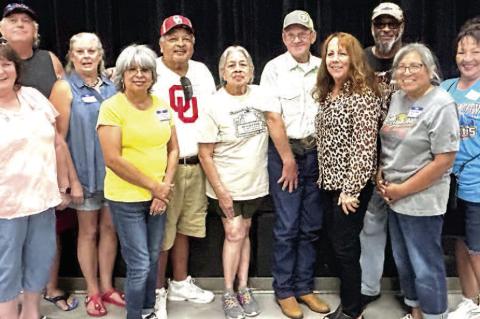 SUPER 70’S and 80’s GRADUATES GATHER IN WETUMKA FOR SCHOOL REUNION. Pictured above are Front Row (L-R): Donna Dyer, Charlotte Fish, Norma Marshall, Tammy Younger, Stacey Fish, and Lily Parchcorn. Back Row (L-R): John Renfrow, Nancy Renfrow, Edwin Mars
