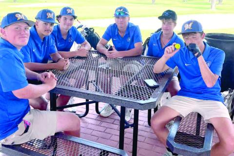 THE MOSS PIRATES GOLF TEAM COMPETED IN THE SEMINOLE GOLF TOURNAMENT ON SEPTEMBER 8TH. Pictured left to right: Heston Nolen, Landon Golden, Garrett Lagrone, Jackson O’Kelley, Taos Cook, Levi Foster. Not pictured: Coach Troy Miller