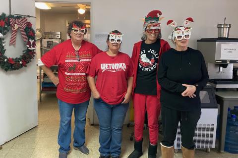 Merry Christmas from the Wetumka Senior Citizens Center! Pictured above are: Linda Lee, Joetta Mannon, Tracy Hughes and Tami Andrews