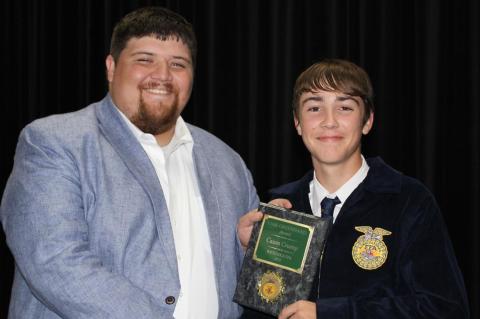 Wetumka FFA Awards given by FFA Instructor, Britton Putman