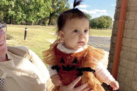 Davy Masso was a cute pumpkin this Halloween