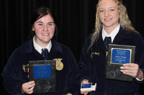 Wetumka FFA Awards given by FFA Instructor, Britton Putman