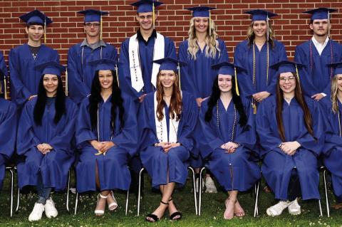 CONGRATULATIONS TO THE MOSS GRADUATING CLASS OF 2024! Pictured above: Back row: Sebastian Orozco, Ian Villarreal, Joshua Pugh, Salutatorian Noah Gentry, Shay Stambaugh, Caitlynn Rosenow, Trey Carpenter, Marli Richmond. Front row: Alex Summy, Iliana Lynch, Kandess Bridger, Valedictorian Mattie Robertson, Jonna Lacey, Genevieve Maxwell, Aleeah Rich.