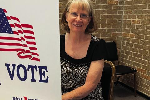 Margaret Johnson is shown casting her vote in the recent election.