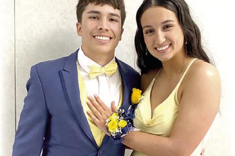 A NIGHT TO REMEMBER... Zane Jaggars and Raylee Dilday stunned their classmates with their matching yellow attire. Both kids had a great night on the dance floor at the recent We tumka Prom.