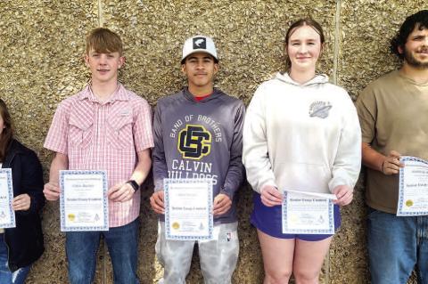 OKLAHOMAMASONIC LODGE SENIOR ESSAY CONTEST LOCAL WINNERS FROM CALVIN SCHOOLANNOUNCED! 4th place Olivia Alexander, 1st place Caleb Rockey, 5th place Jace Dickey, 3rd place Anderson Winningham, 2nd place Andrew Burke.