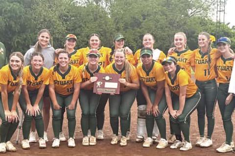 LADY HORNETS PUNCH TICKET TO STATE!!! The Stuart Lady Hornets (25-11) are State Bound with District wins over Sasakwa and Regional wins over Pittsburg and Asher. Stuart will play at Firelake in Shawnee on Wednesday, May 7th. Pictured are: Front row (l to 