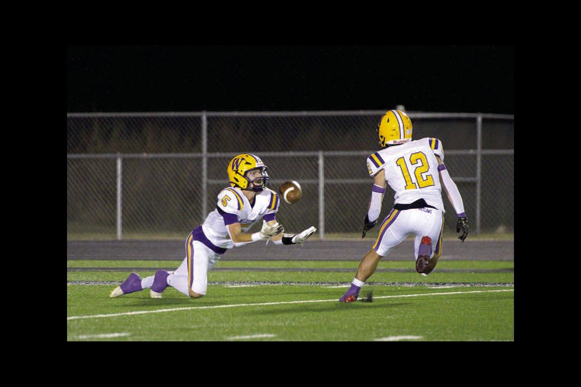 Colt Richards dives for the catch. Richards had one TD grab and several 2-point conversions on the night. Colt Richards dives for the catch. Richards had one TD grab and several 2-point conversions on the night.