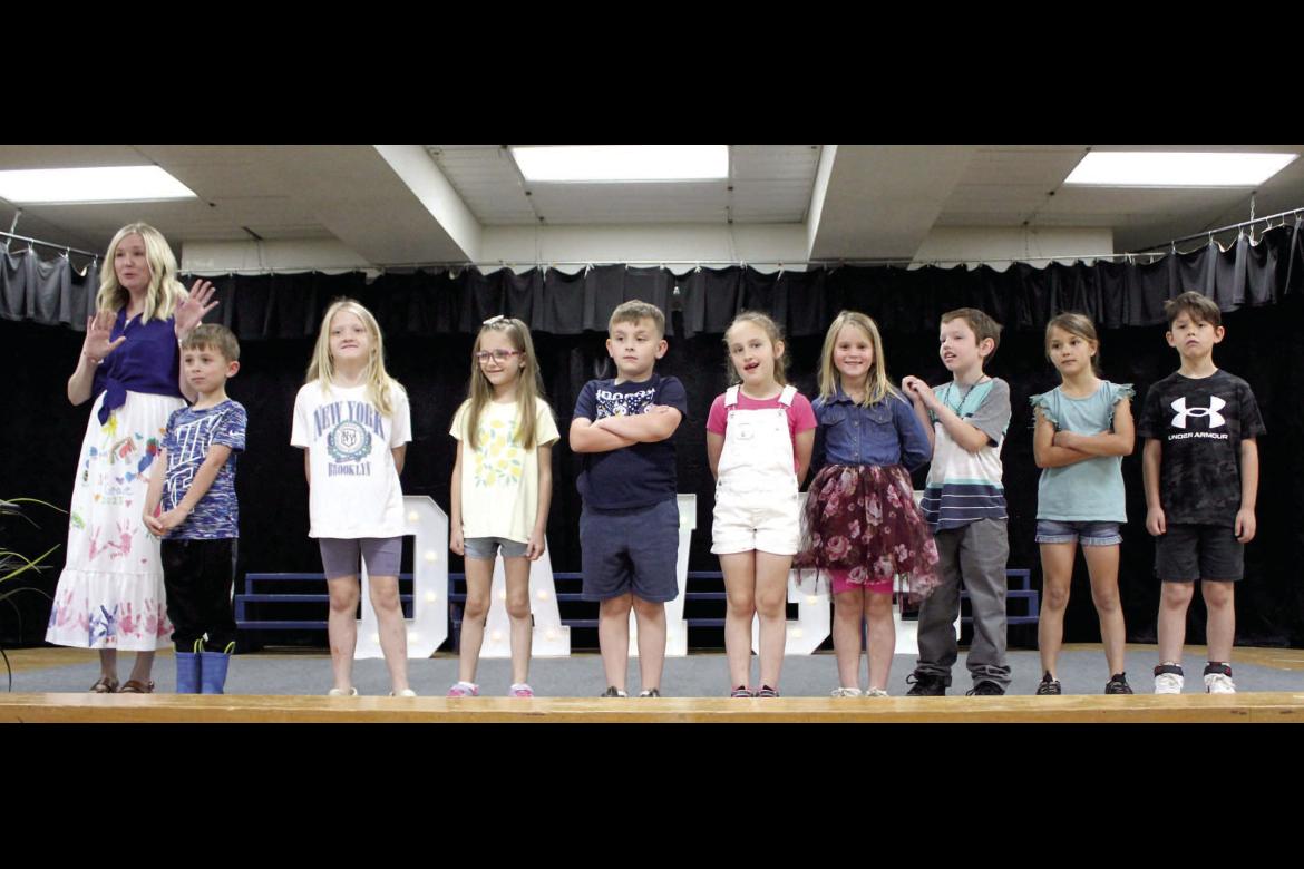CALVIN 1ST GRADE STUDENTS are pictured at the Elementary Awards Assembly where they received awards for they achievements. Pictured are (left to right) Asa Alexander, Emma Ball, Hattie Harden, Raiden Johnson, Lillie Snot, Jerrelin Turner, Renley Westbrook